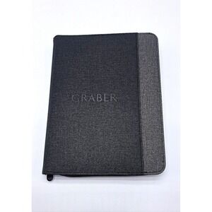 Graber Stockton Wireless Charging Refillable Journal Black Zippered Portfolio